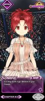 Sumire in NOISZ STΔRLIVHT's story mode, in her Crimson Heat style.