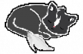 Pixel art of the main character's cat form sleeping in NOISZ Ignition.