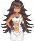 Hakuno's casual style as seen ingame.