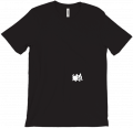 The official "What" the Cat T-shirt, shown in black. The shirt also comes in white.